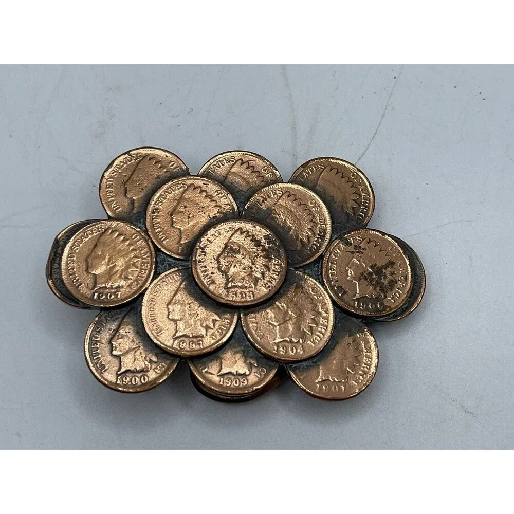 Vintage 1982 Indian Head Penny The Great American Buckle USA Belt Buckle